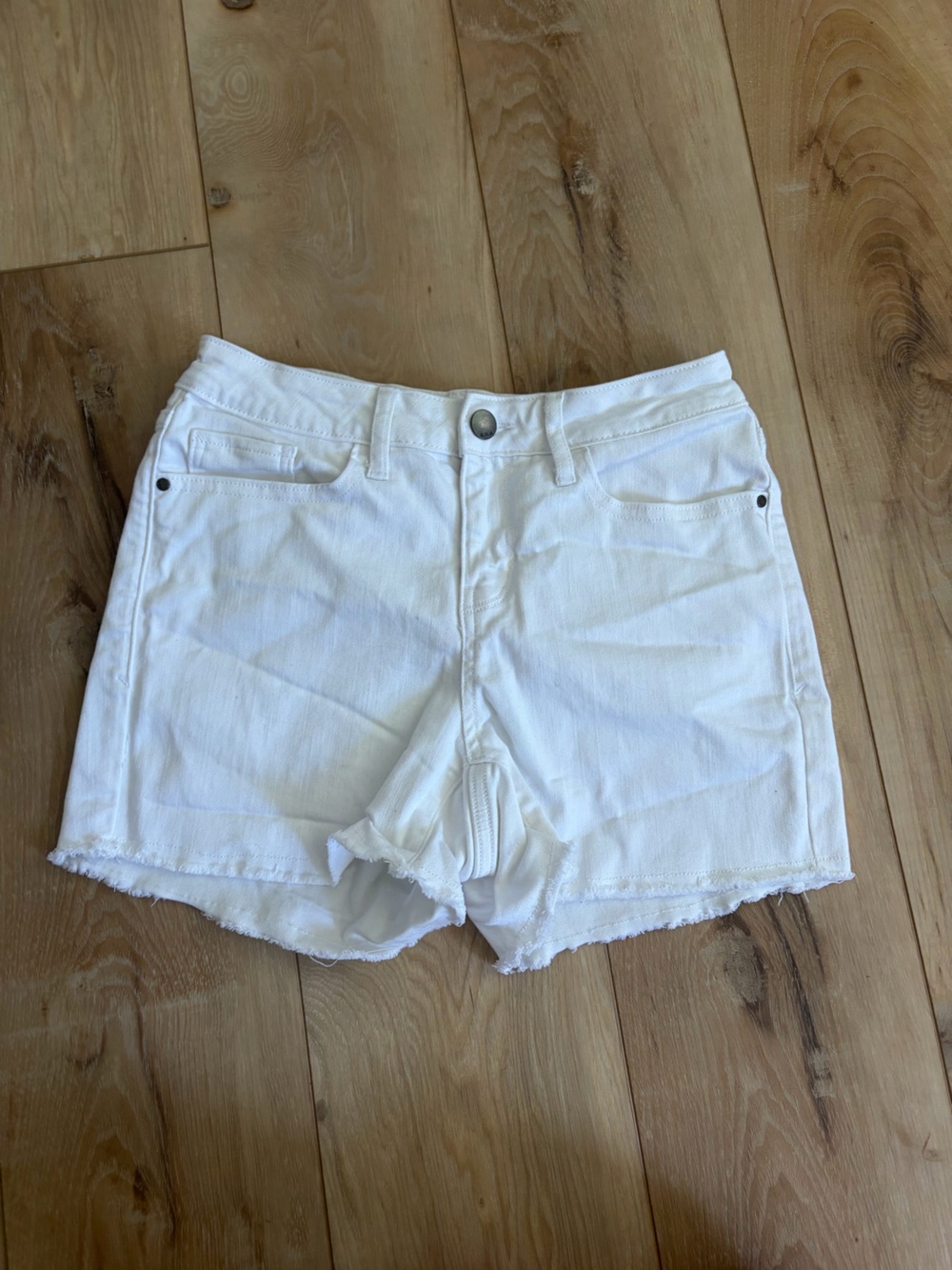 a.n.a White Denim Frayed Hem Shorts